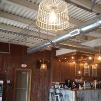 Basket pendant lighting installed by McClone Electric at Creighton’s Crazy Egg Cafe in Warsaw, Indiana