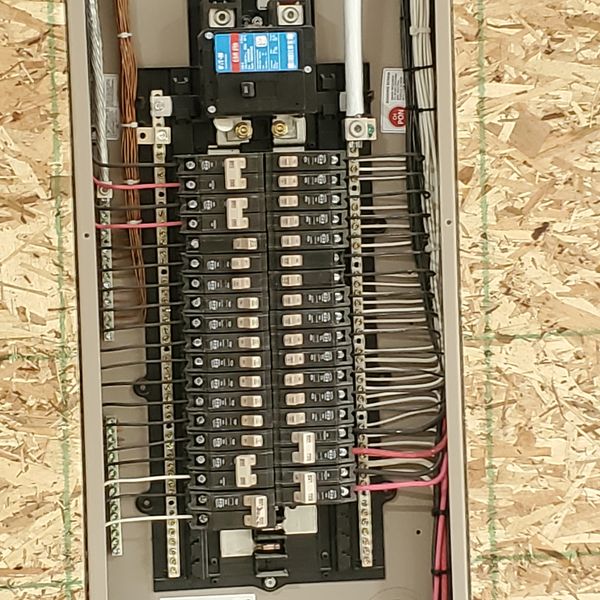 Electrical panel installed by McClone Electric in a new build
