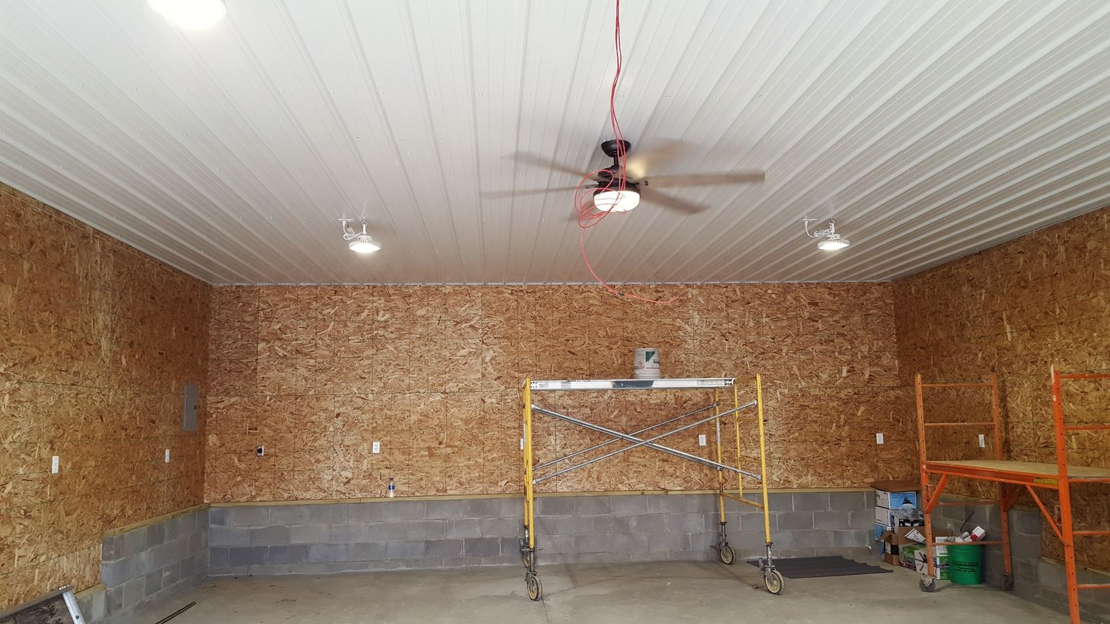 LED high bay lighting installed by McClone Electric in a shop building