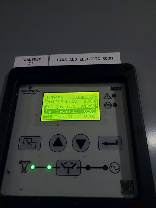 Automatic transfer switch controller serving poultry barn ventilation fans, installed by McClone Electric